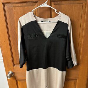 French Connection  Women's Beautiful Tan/Black Dress Size 6 In Great Shape!!